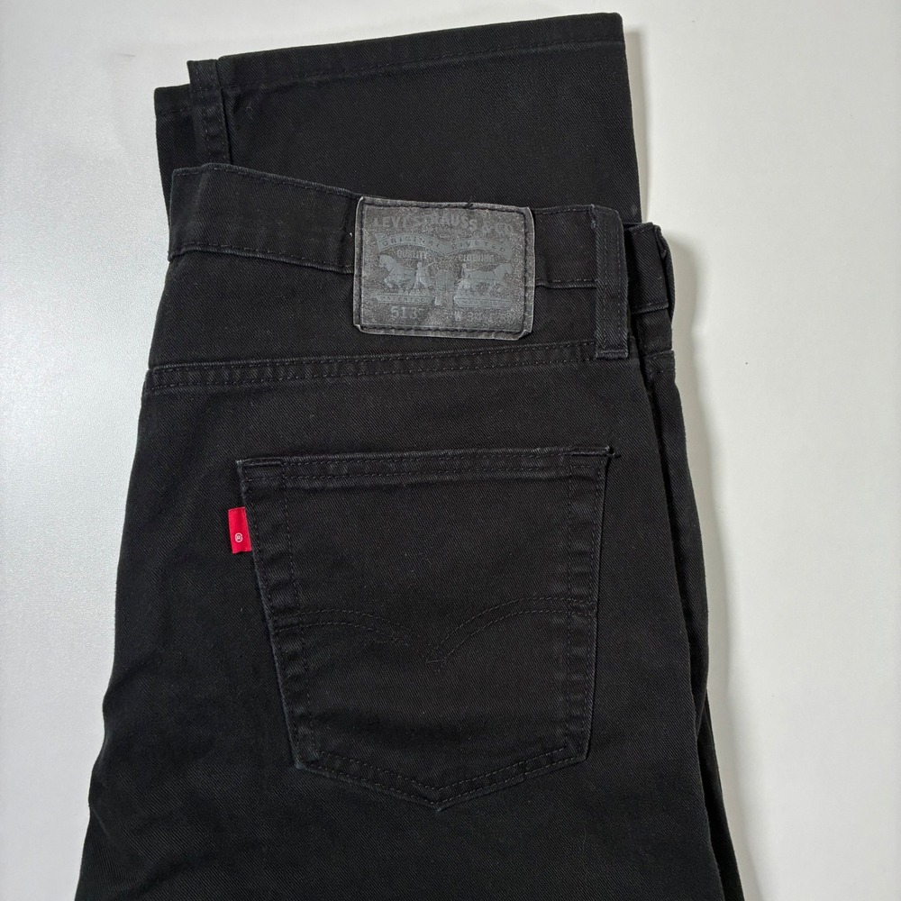Levi's‎ 513 Slim Straight Jeans 35x29 Black Stretch Denim USA Cowboy (Tag 34x30)